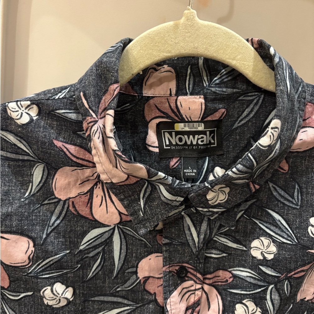 Men's Floral Shirt - Black and Pink